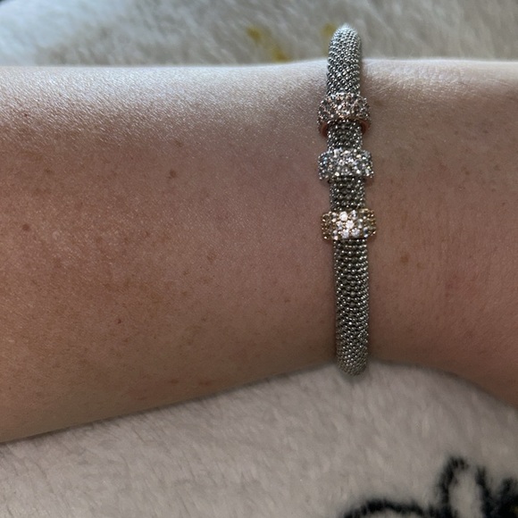 Silver Bracelet with Crystal Accents MAGNETIC CLASP - Picture 1 of 10